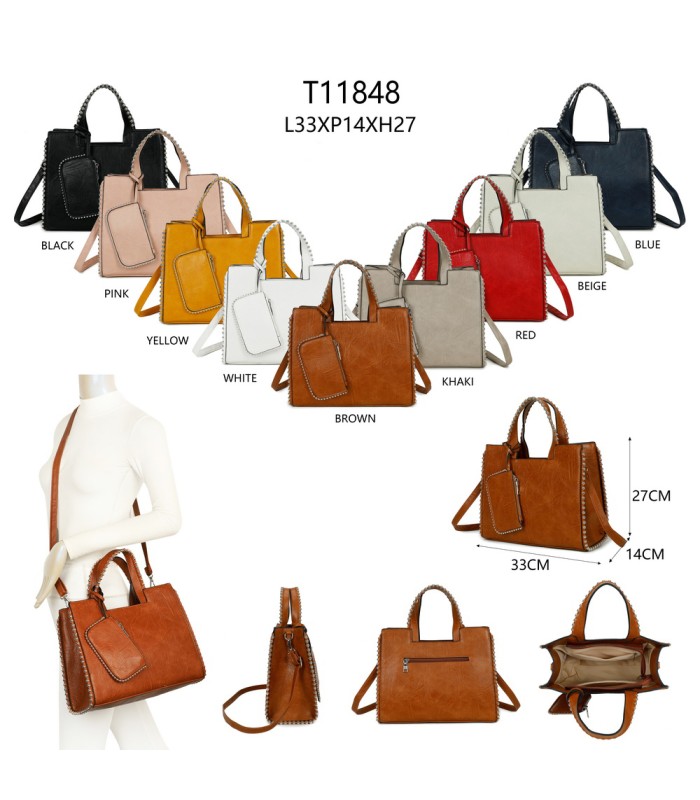 T11848 - Bolso bandolera con bolsillo exterior trasero y monedero a juego