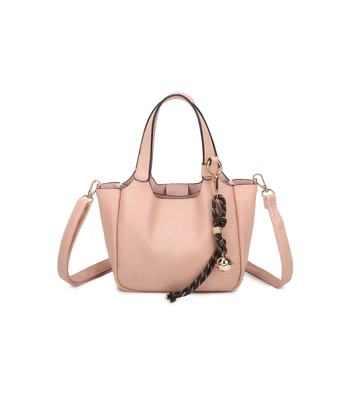 T11849 - Bolso bandolera con diseño de asa grande y adorno de bola dorada