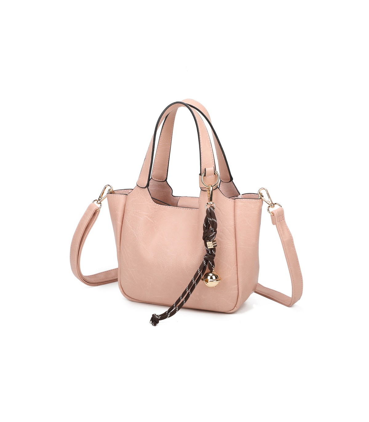 T11849 - Bolso bandolera con diseño de asa grande y adorno de bola dorada