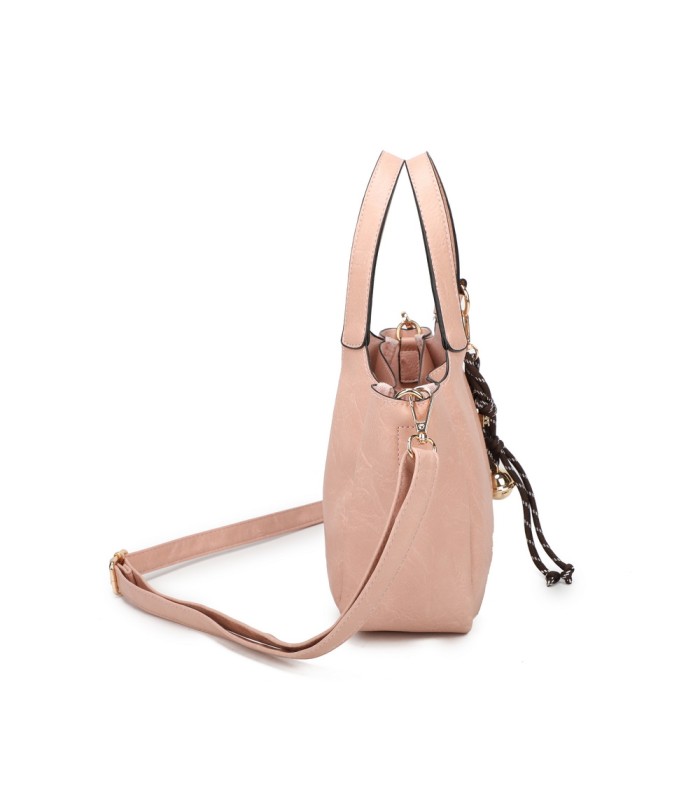 T11849 - Bolso bandolera con diseño de asa grande y adorno de bola dorada