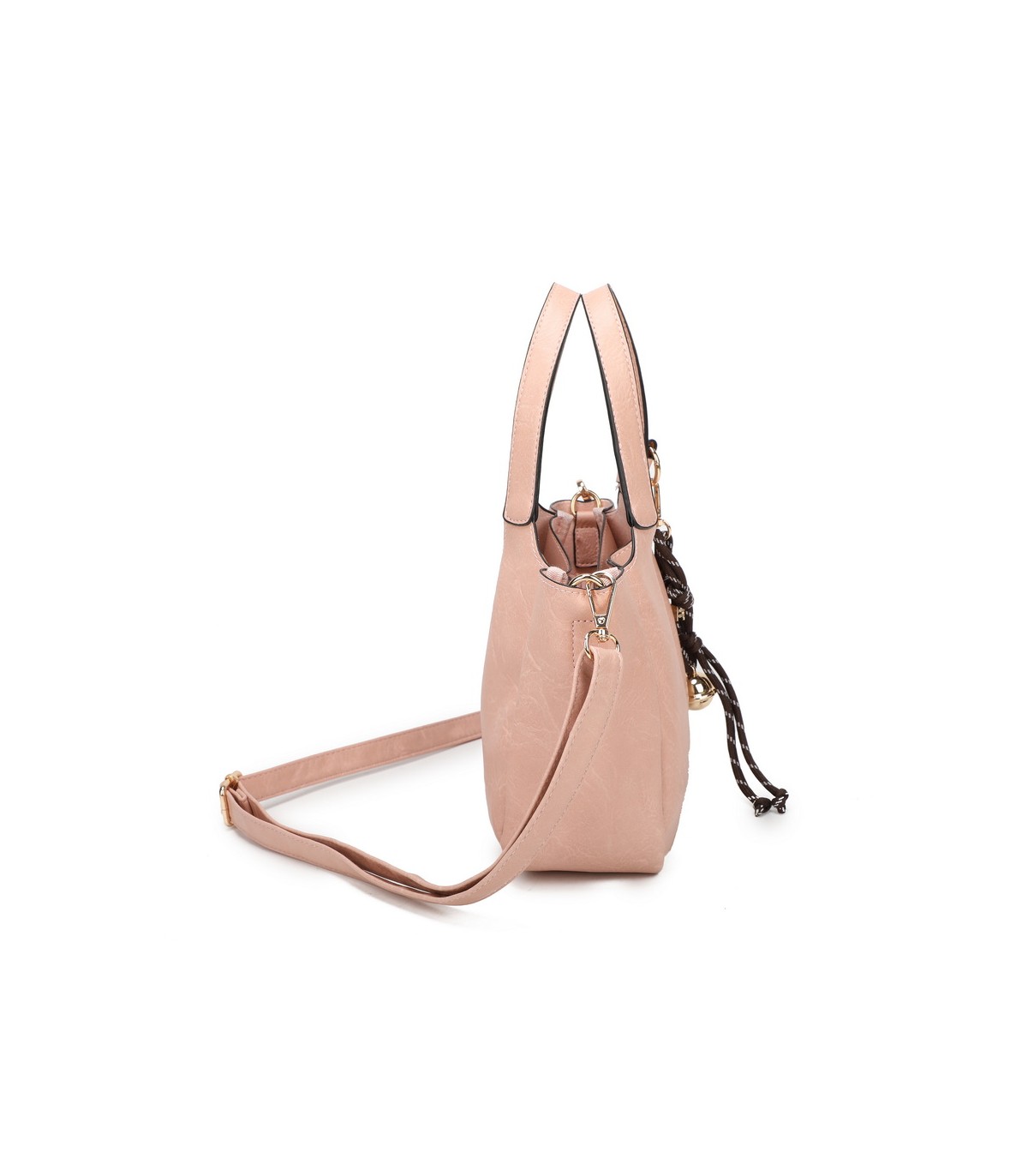 T11849 - Bolso bandolera con diseño de asa grande y adorno de bola dorada