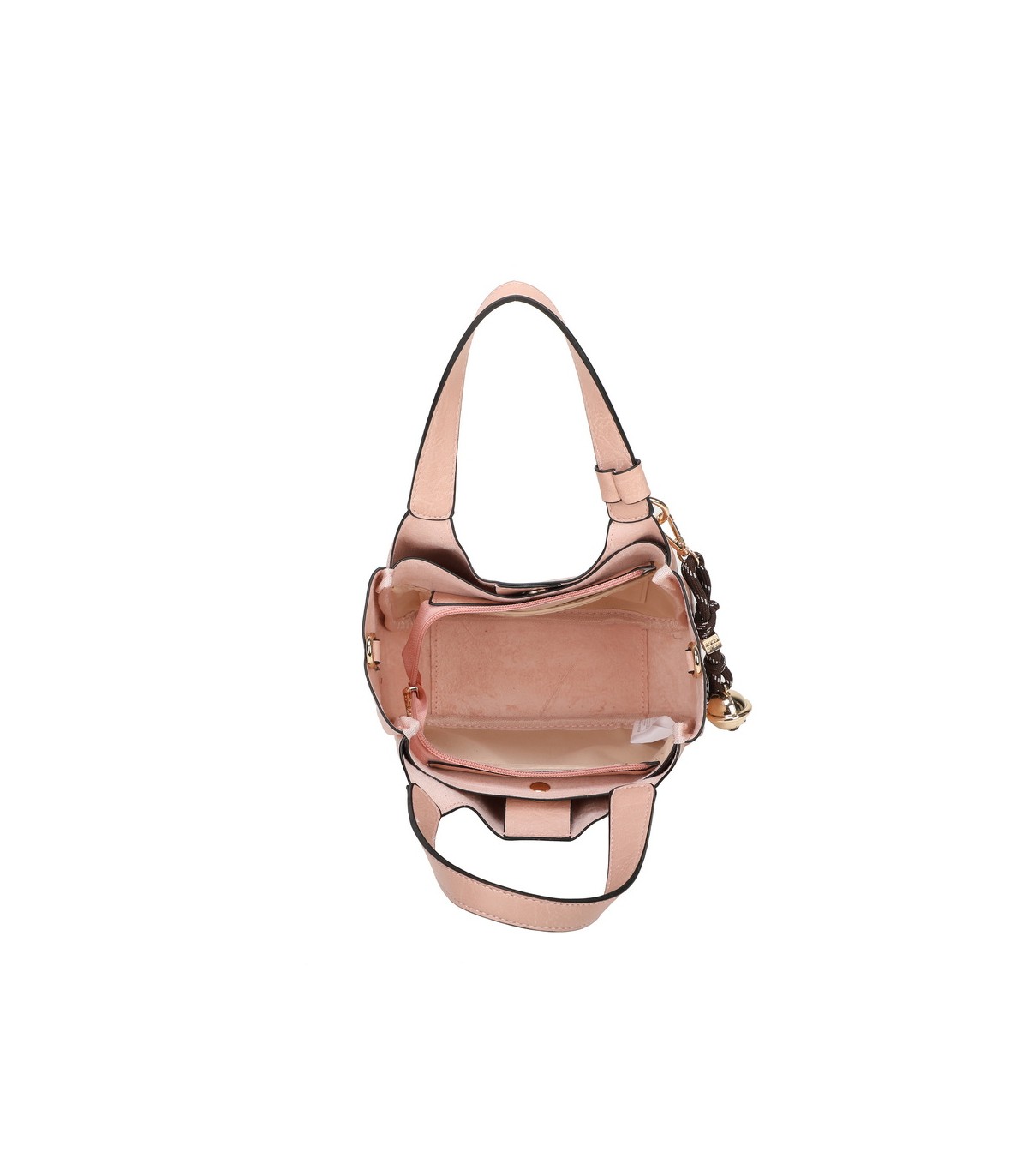 T11849 - Bolso bandolera con diseño de asa grande y adorno de bola dorada