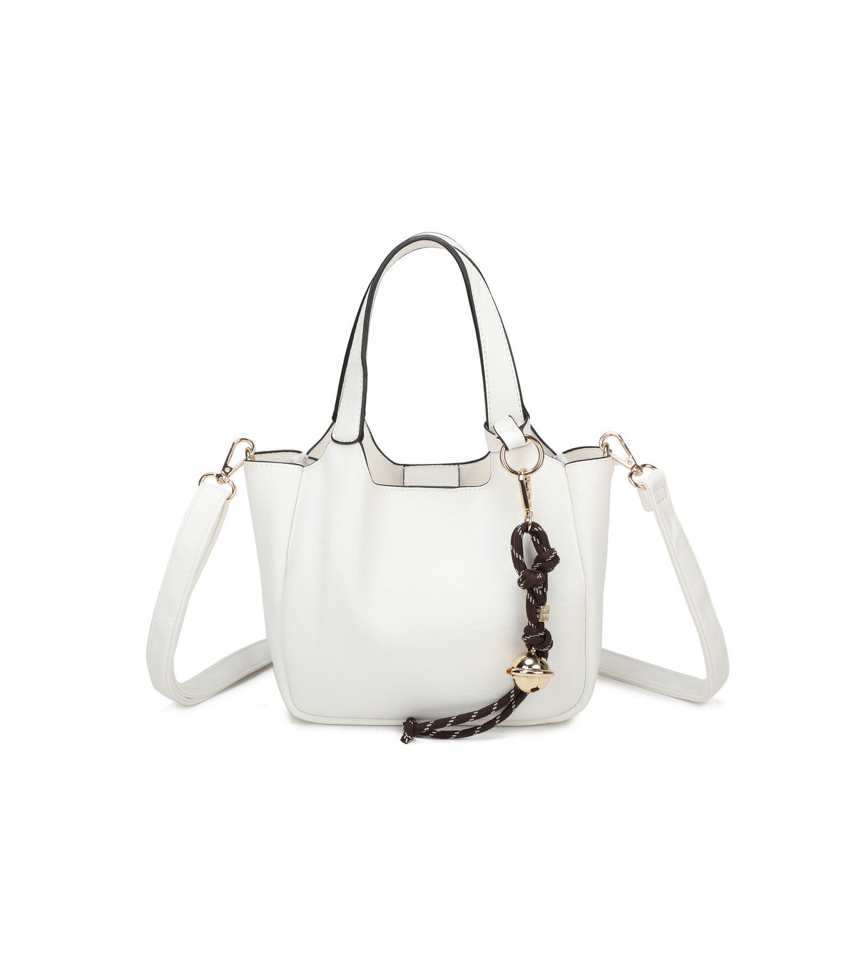T11849 - Bolso bandolera con diseño de asa grande y adorno de bola dorada