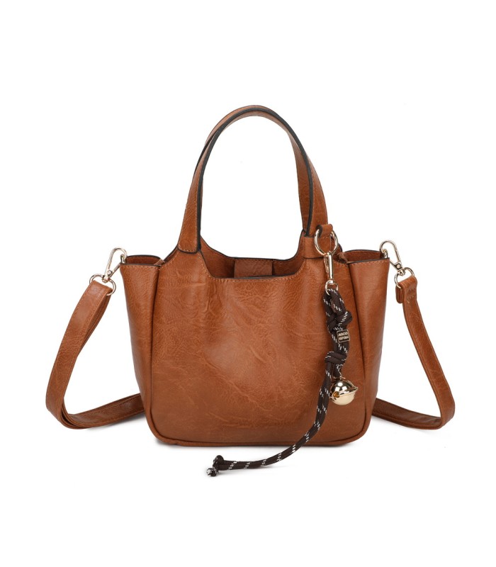 T11849 - Bolso bandolera con diseño de asa grande y adorno de bola dorada