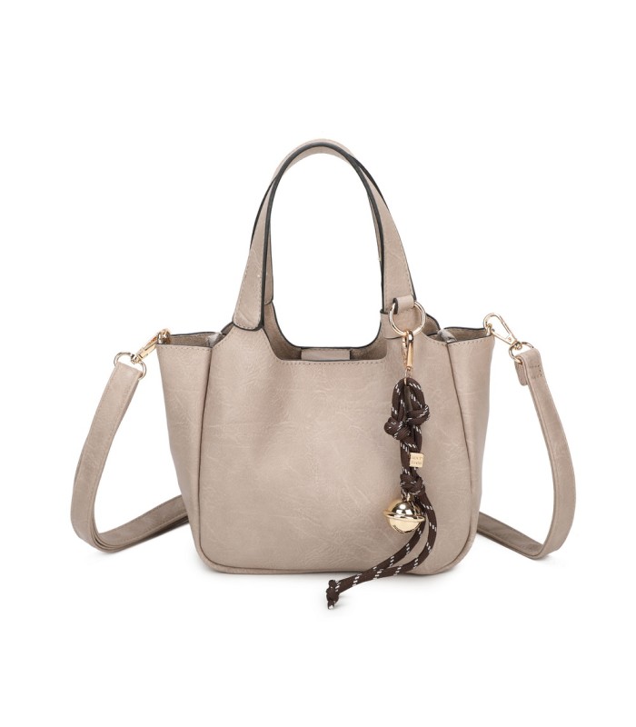 T11849 - Bolso bandolera con diseño de asa grande y adorno de bola dorada