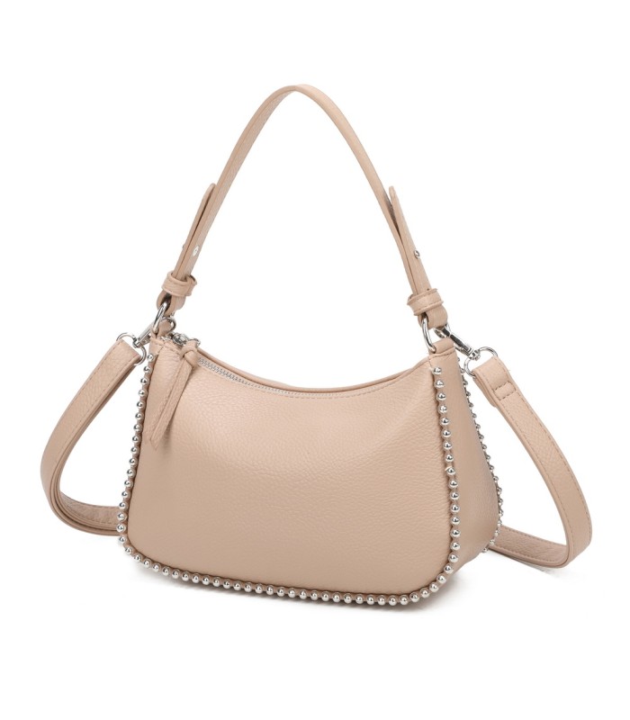 T11861 - Bolso bandolera con asa para llevarlo en la mano decoraciones de cuentas