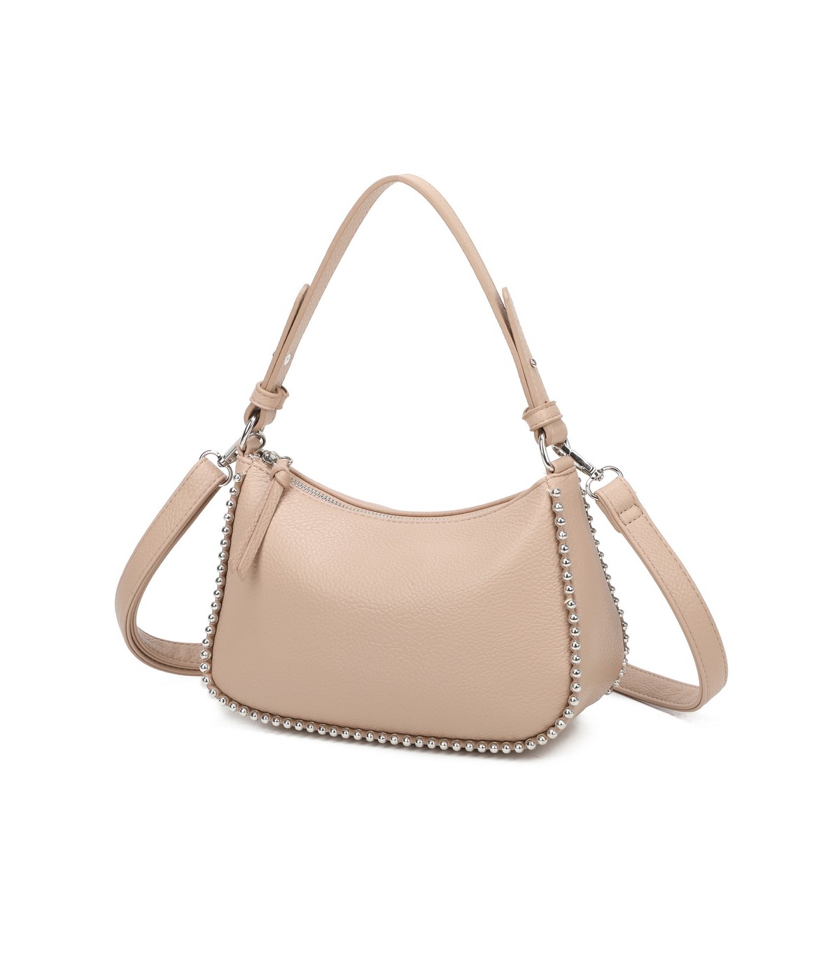 T11861 - Bolso bandolera con asa para llevarlo en la mano decoraciones de cuentas