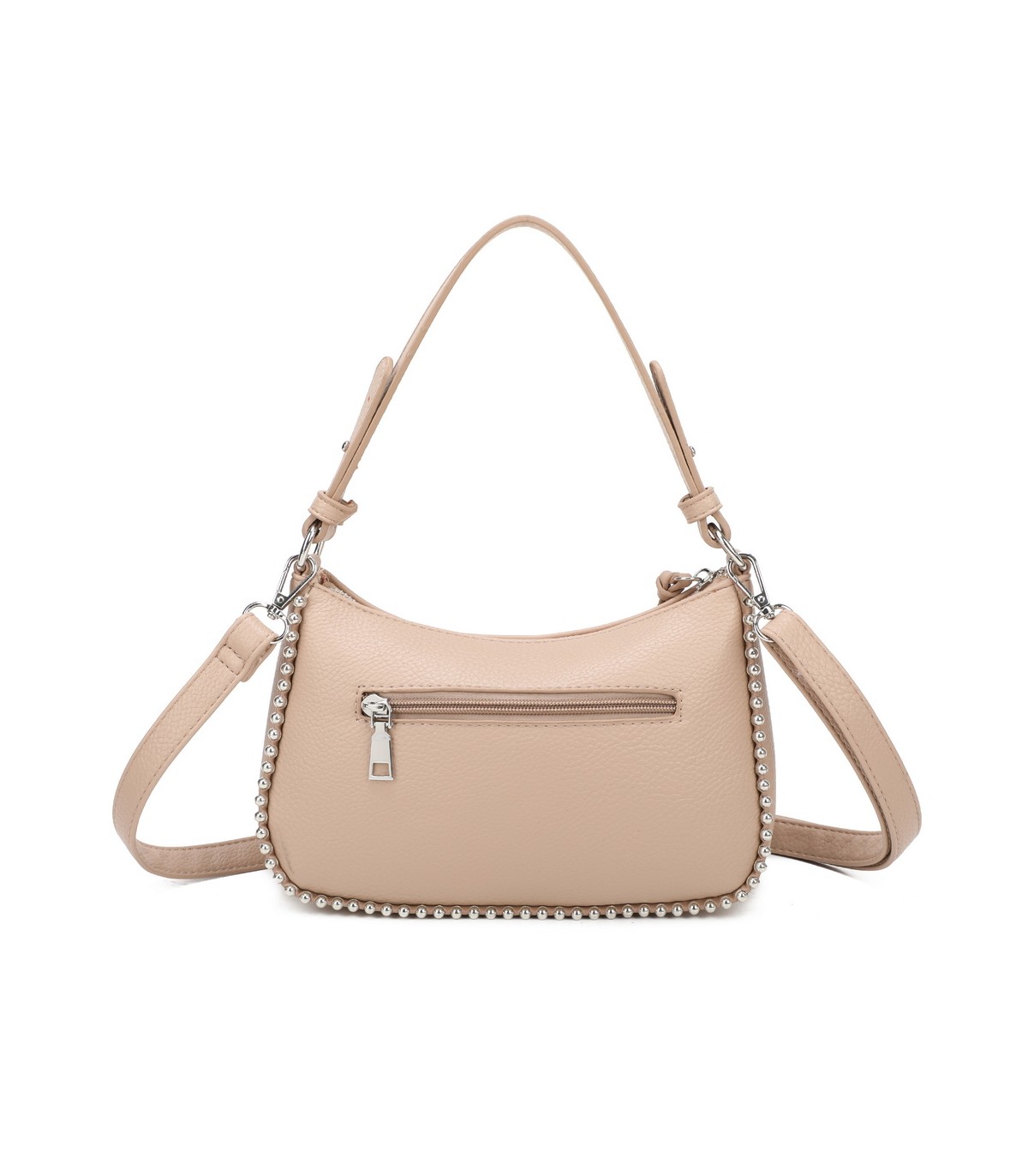 T11861 - Bolso bandolera con asa para llevarlo en la mano decoraciones de cuentas
