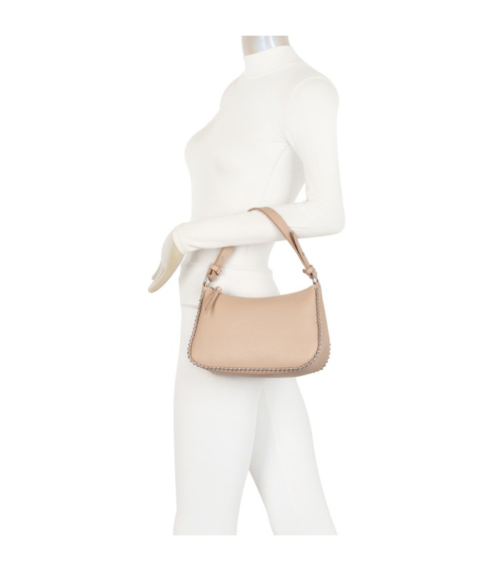 T11861 - Bolso bandolera con asa para llevarlo en la mano decoraciones de cuentas