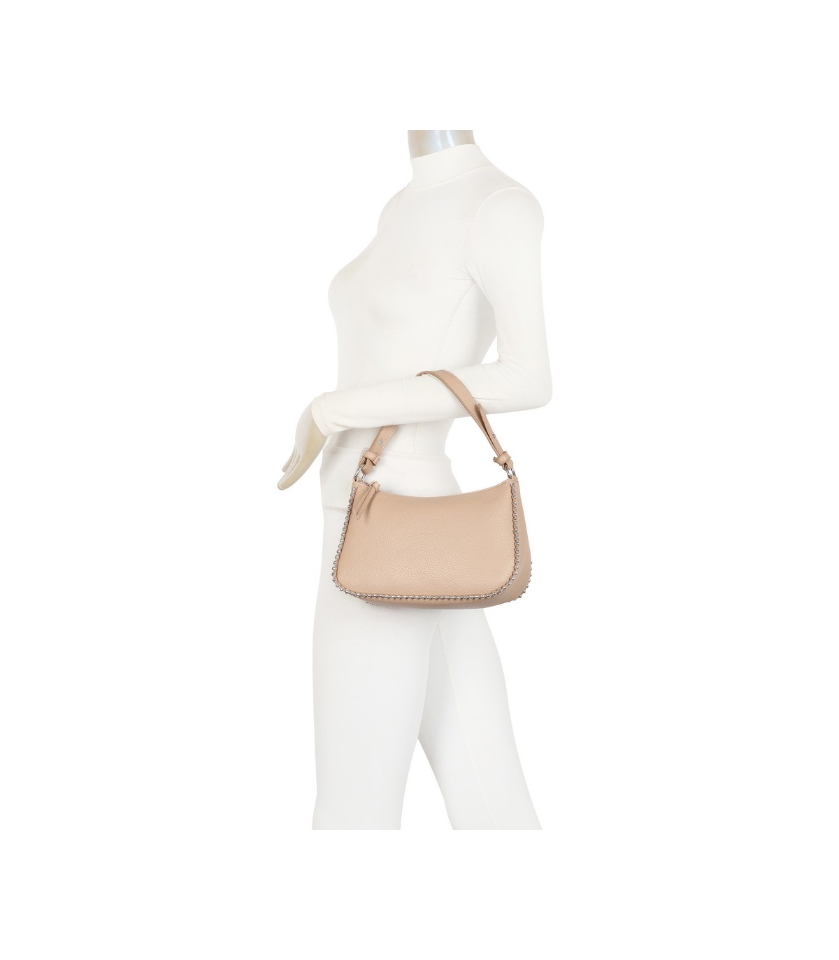 T11861 - Bolso bandolera con asa para llevarlo en la mano decoraciones de cuentas
