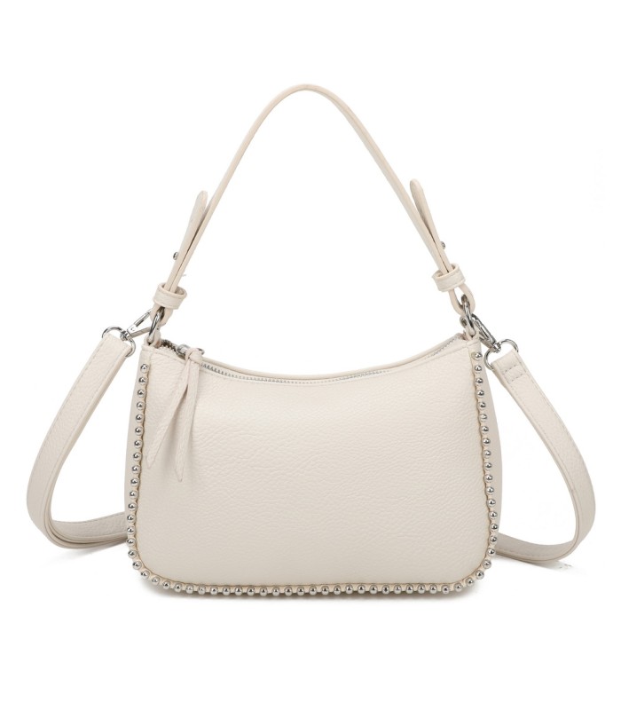 T11861 - Bolso bandolera con asa para llevarlo en la mano decoraciones de cuentas