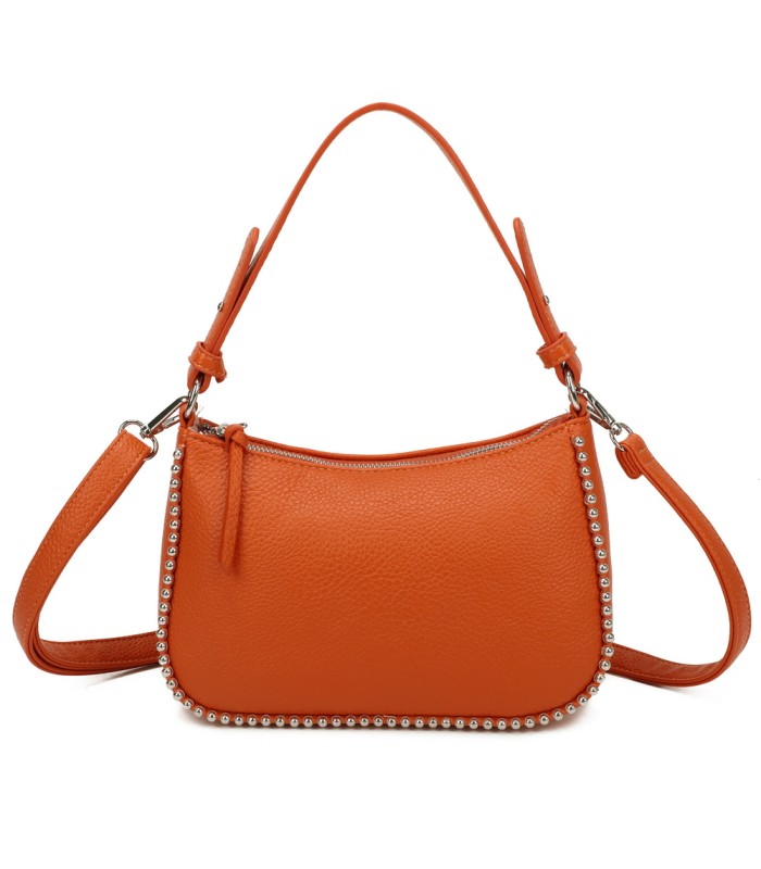 T11861 - Bolso bandolera con asa para llevarlo en la mano decoraciones de cuentas