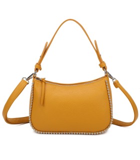 T11861 - Bolso bandolera con asa para llevarlo en la mano decoraciones de cuentas