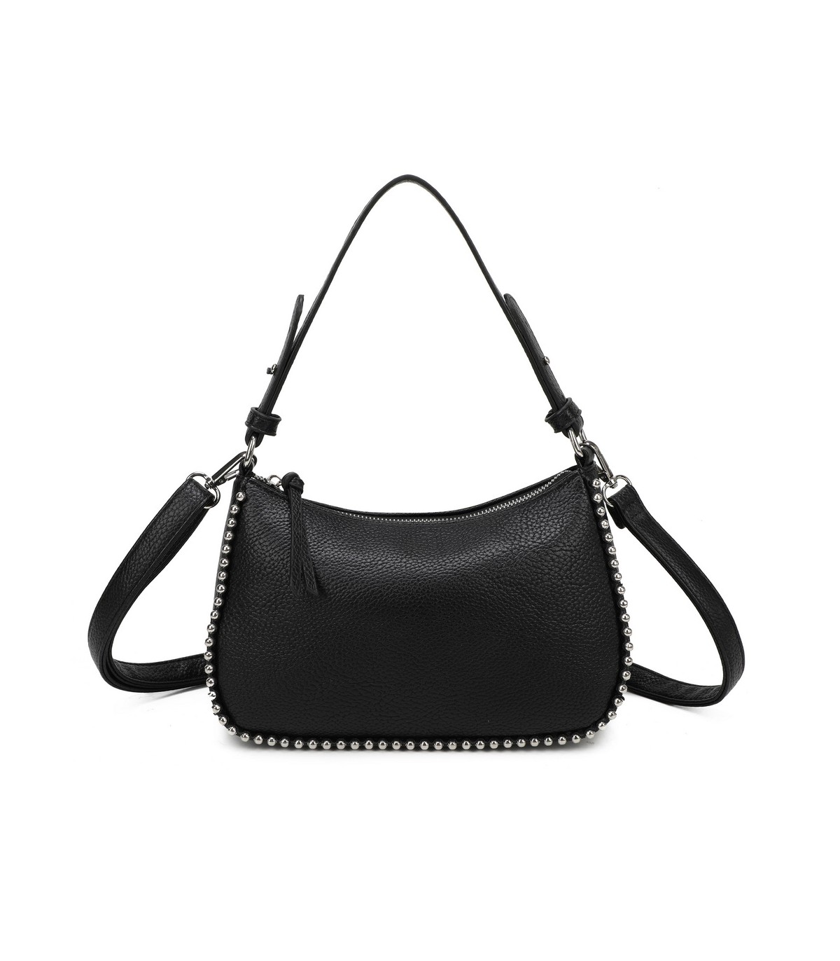 T11861 - Bolso bandolera con asa para llevarlo en la mano decoraciones de cuentas