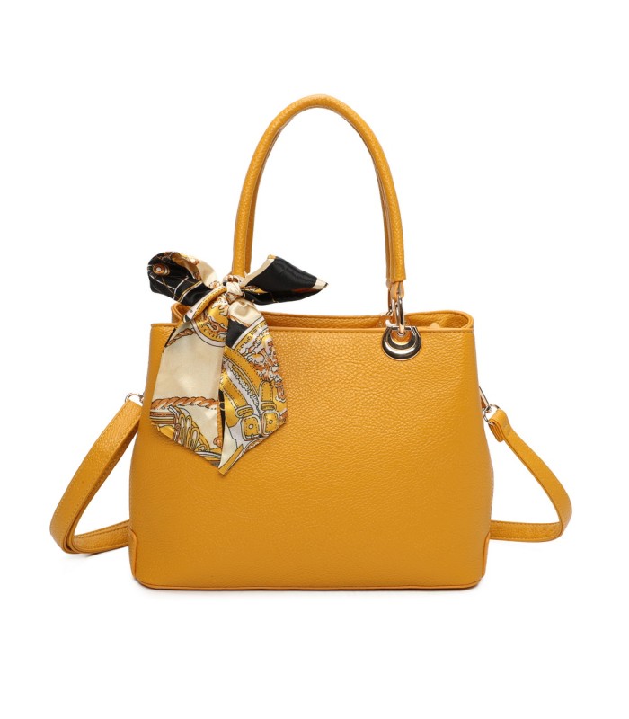 T11862 - Bolso con bandolera y pañuelo de decoración con bolsillo trasero exterior