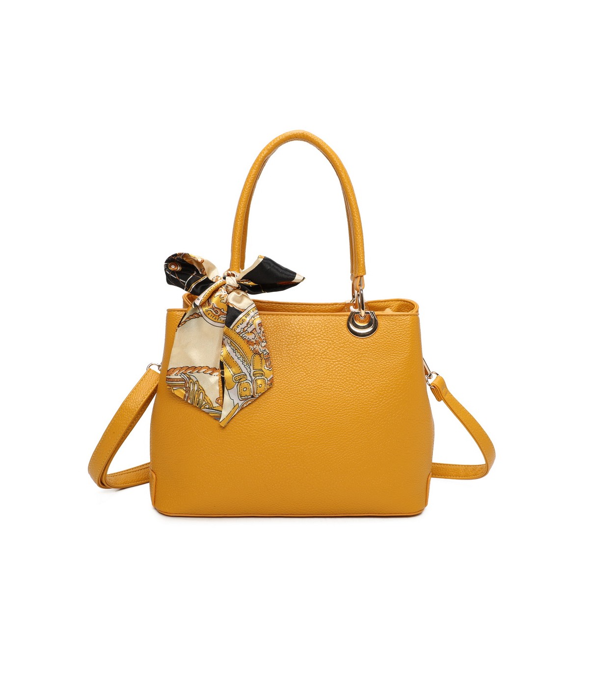 T11862 - Bolso con bandolera y pañuelo de decoración con bolsillo trasero exterior
