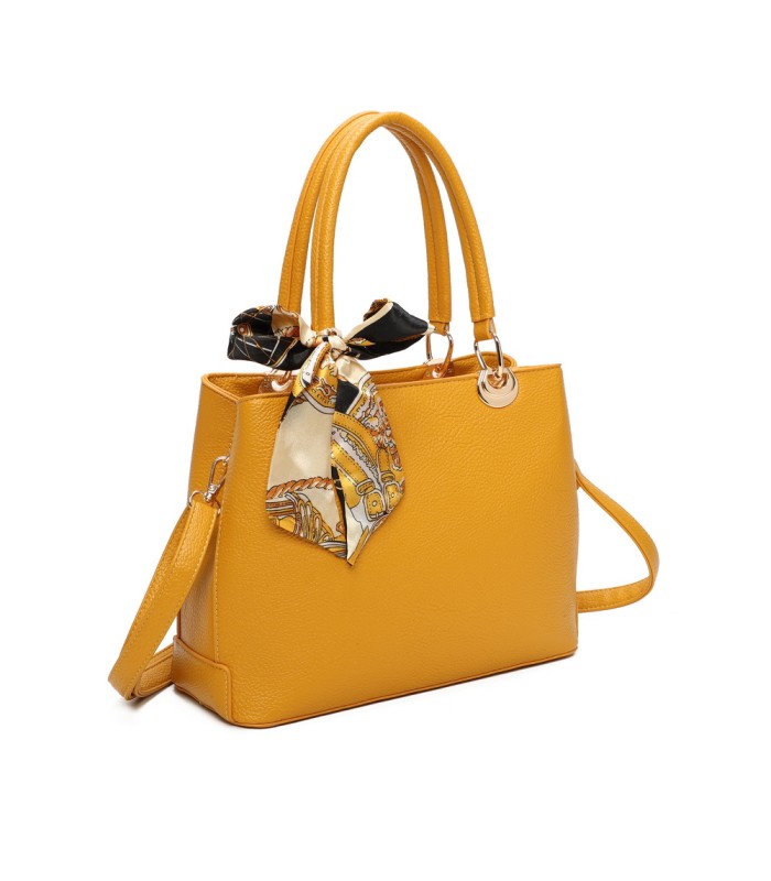 T11862 - Bolso con bandolera y pañuelo de decoración con bolsillo trasero exterior