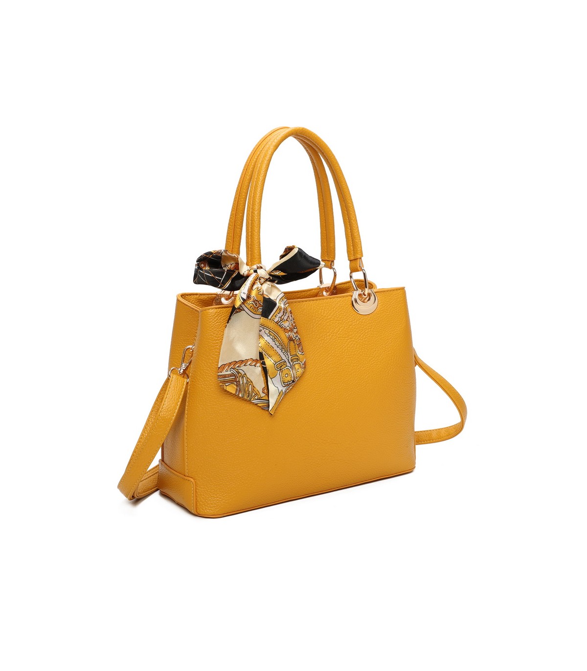 T11862 - Bolso con bandolera y pañuelo de decoración con bolsillo trasero exterior