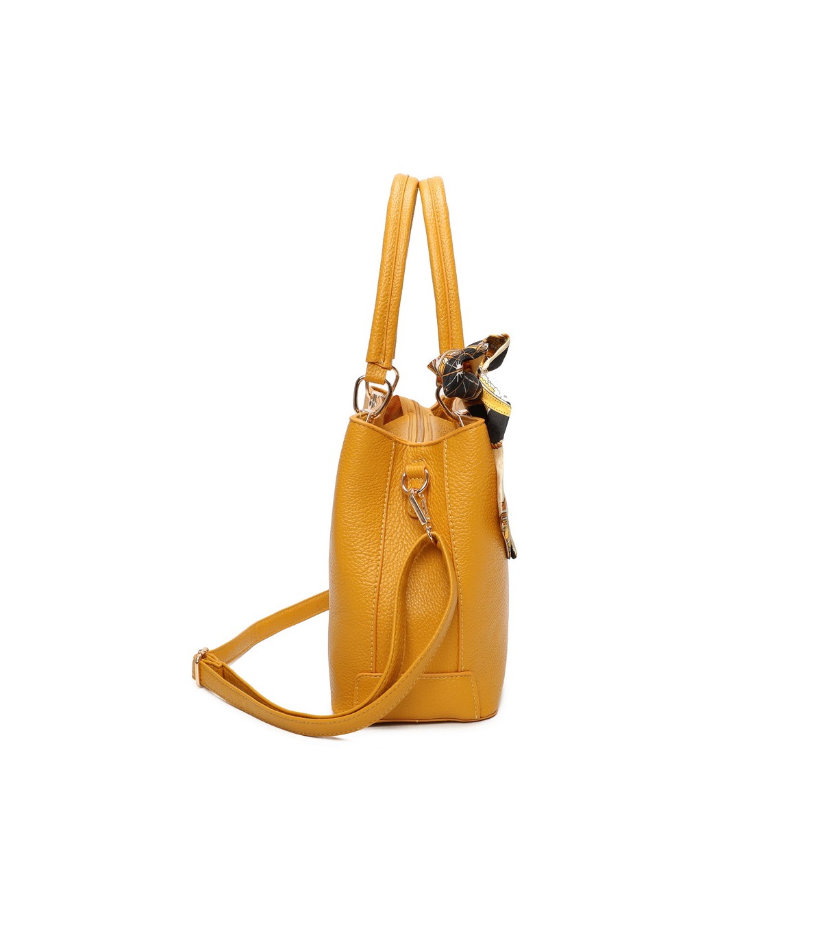 T11862 - Bolso con bandolera y pañuelo de decoración con bolsillo trasero exterior
