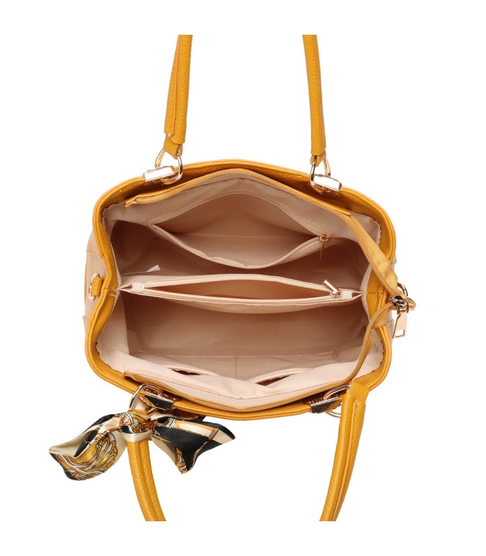 T11862 - Bolso con bandolera y pañuelo de decoración con bolsillo trasero exterior