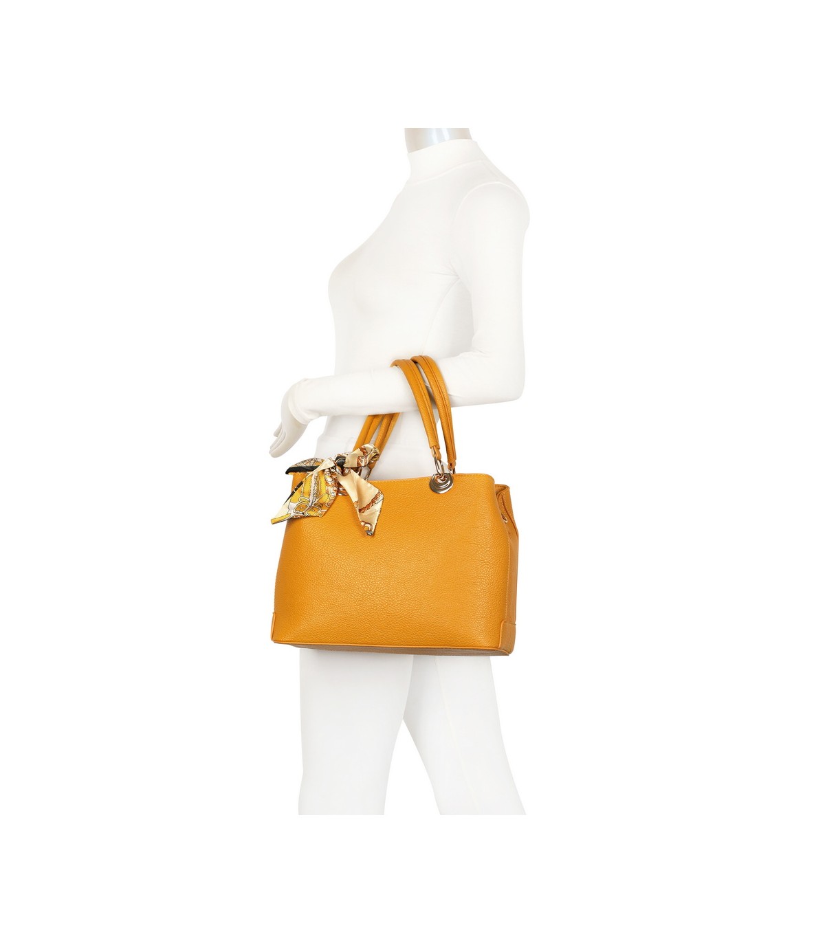 T11862 - Bolso con bandolera y pañuelo de decoración con bolsillo trasero exterior