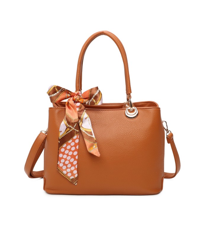 T11862 - Bolso con bandolera y pañuelo de decoración con bolsillo trasero exterior
