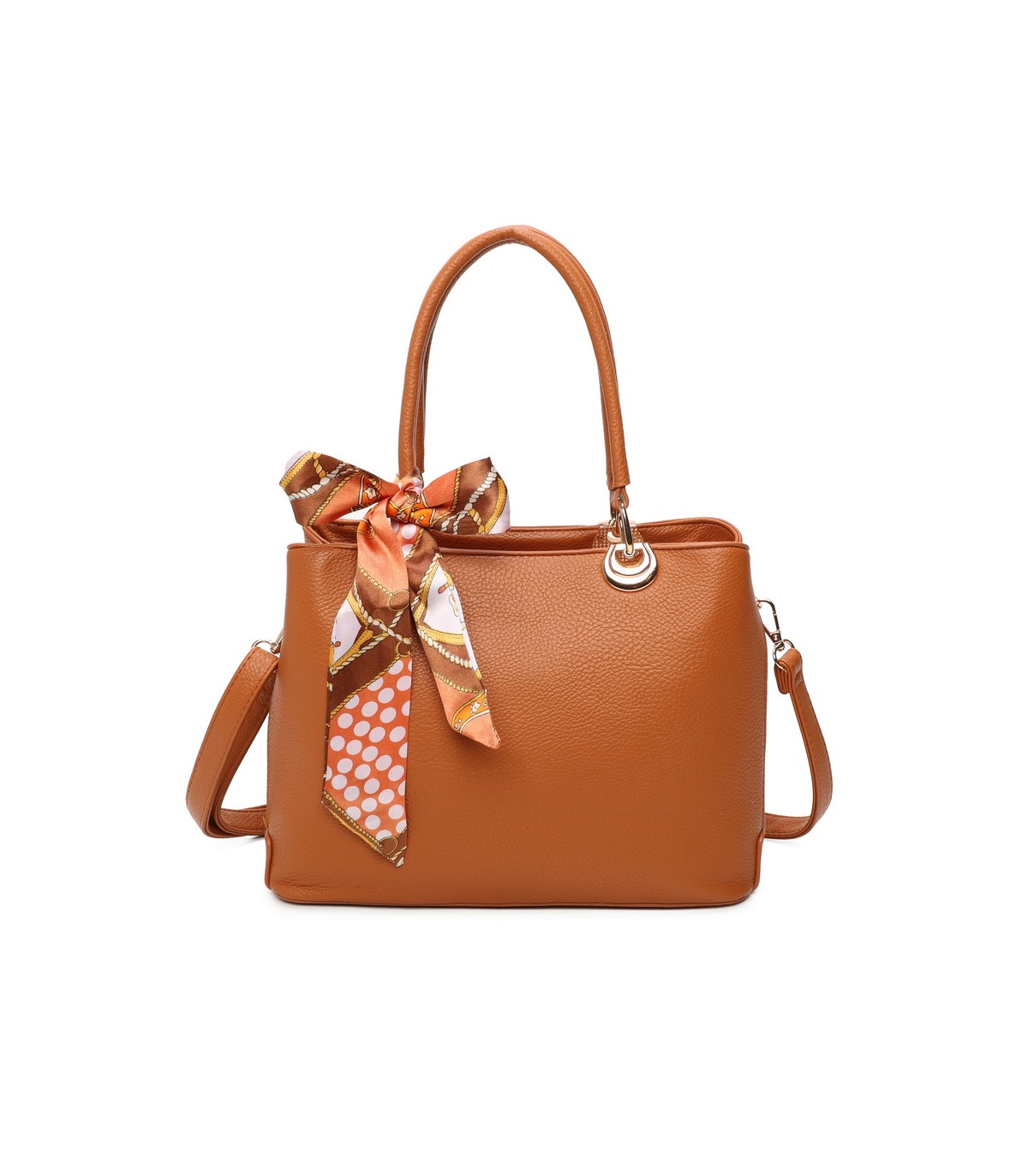 T11862 - Bolso con bandolera y pañuelo de decoración con bolsillo trasero exterior