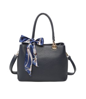 T11862 - Bolso con bandolera y pañuelo de decoración con bolsillo trasero exterior