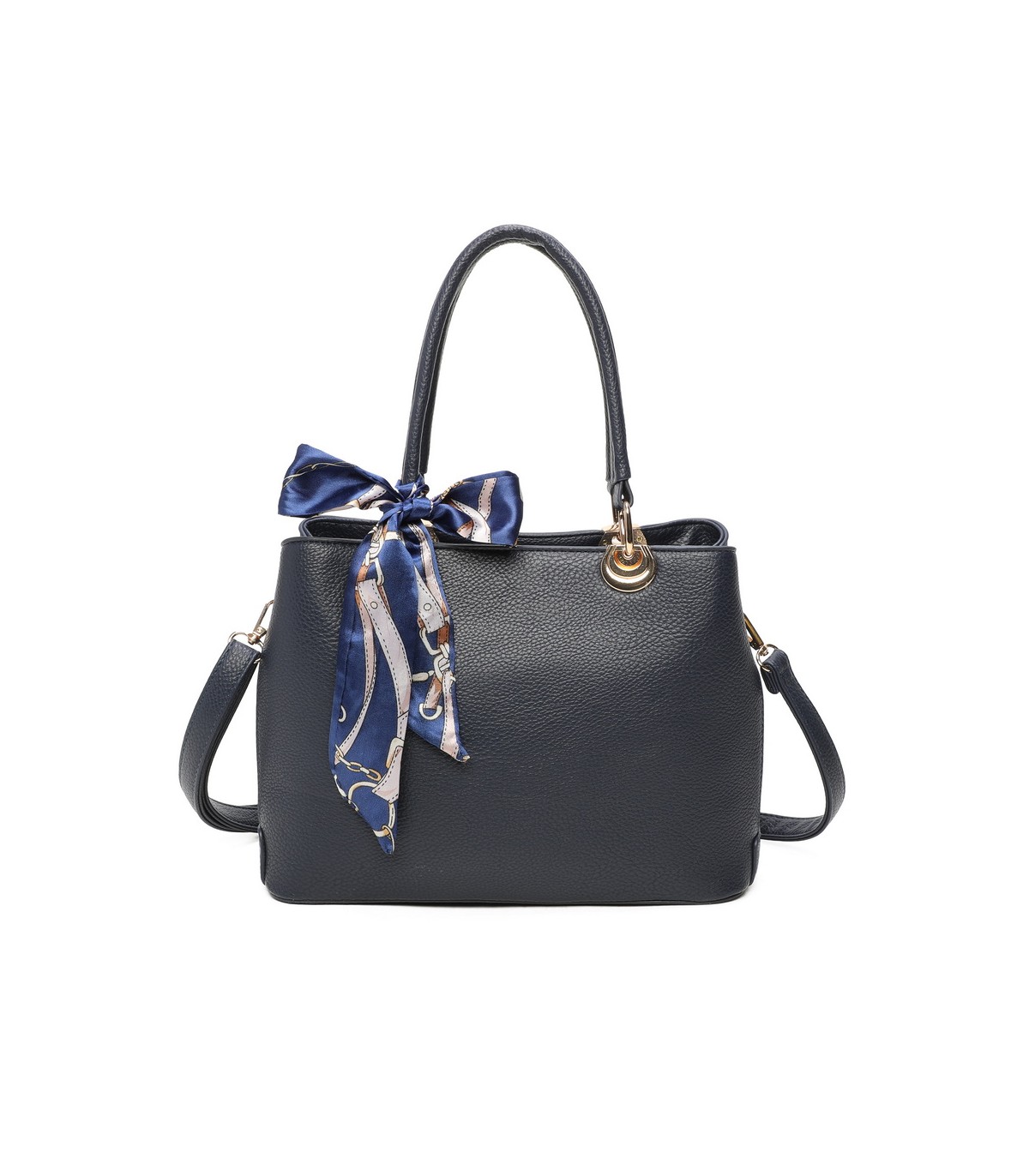 T11862 - Bolso con bandolera y pañuelo de decoración con bolsillo trasero exterior