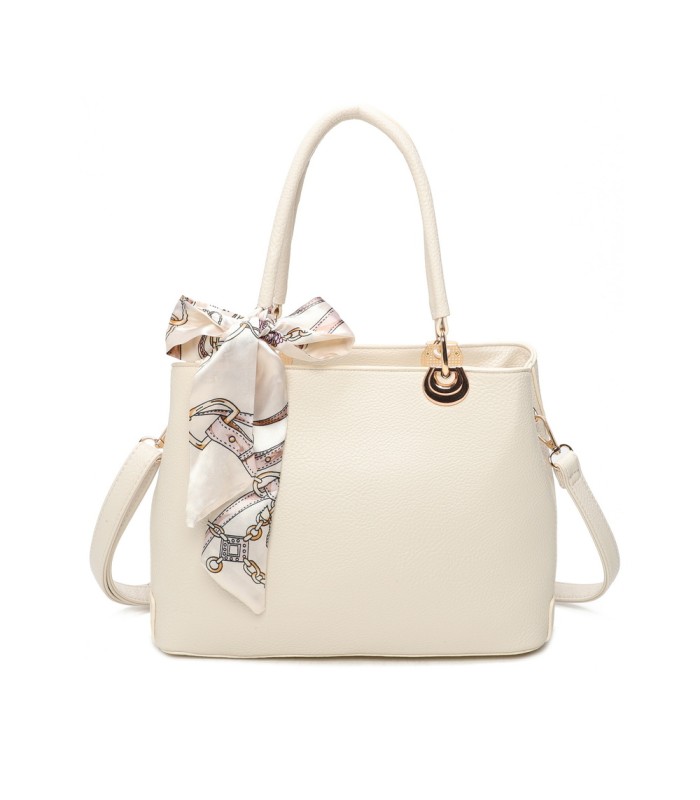 T11862 - Bolso con bandolera y pañuelo de decoración con bolsillo trasero exterior