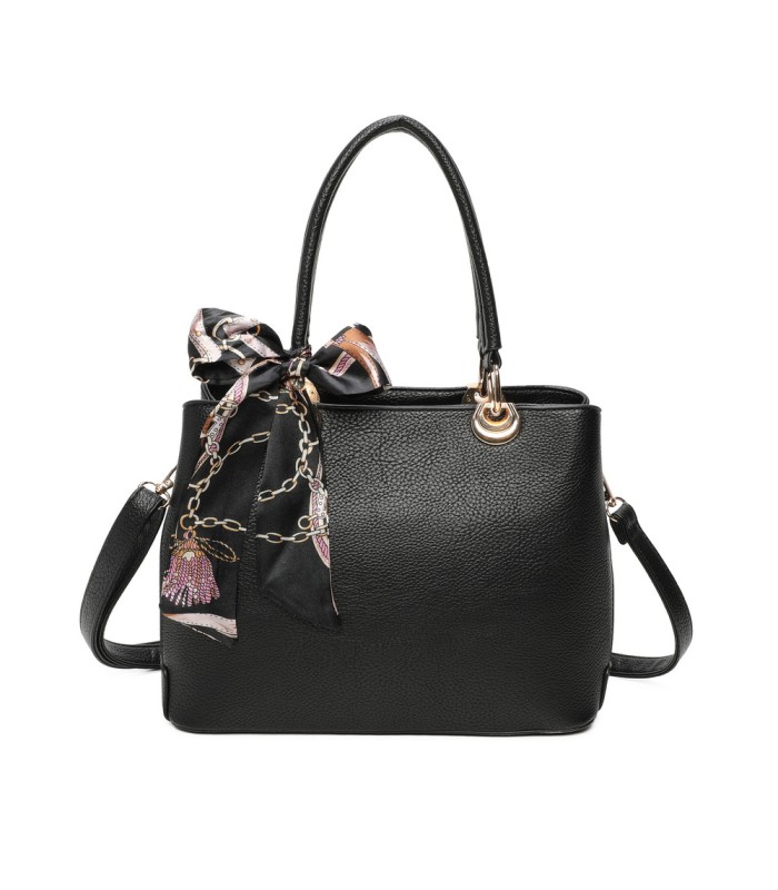 T11862 - Bolso con bandolera y pañuelo de decoración con bolsillo trasero exterior