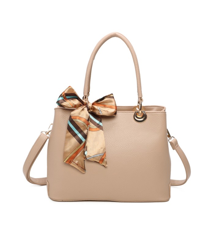 T11862 - Bolso con bandolera y pañuelo de decoración con bolsillo trasero exterior
