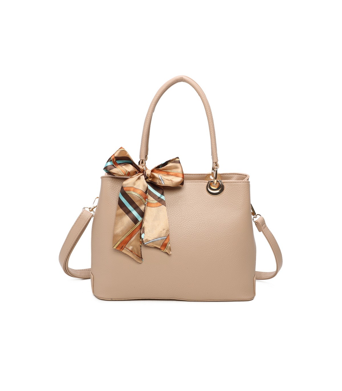 T11862 - Bolso con bandolera y pañuelo de decoración con bolsillo trasero exterior