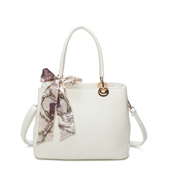 T11862 - Bolso con bandolera y pañuelo de decoración con bolsillo trasero exterior