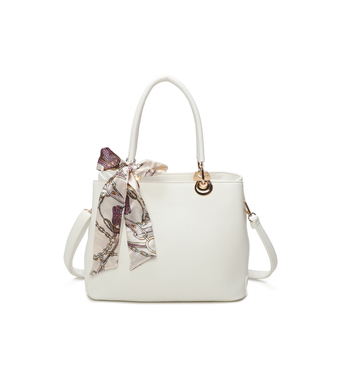 T11862 - Bolso con bandolera y pañuelo de decoración con bolsillo trasero exterior