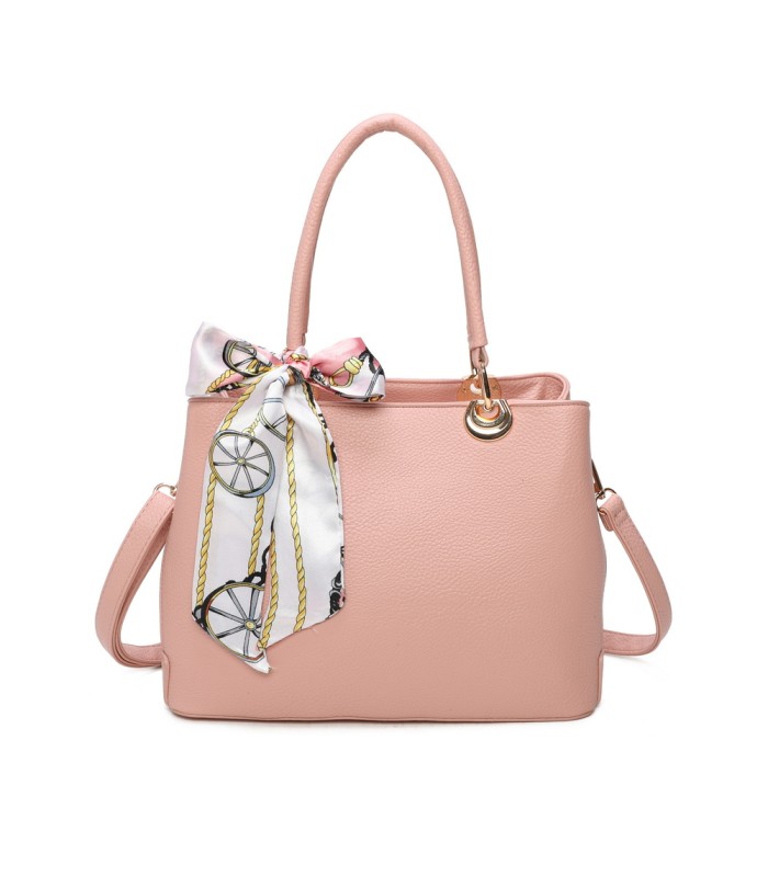 T11862 - Bolso con bandolera y pañuelo de decoración con bolsillo trasero exterior