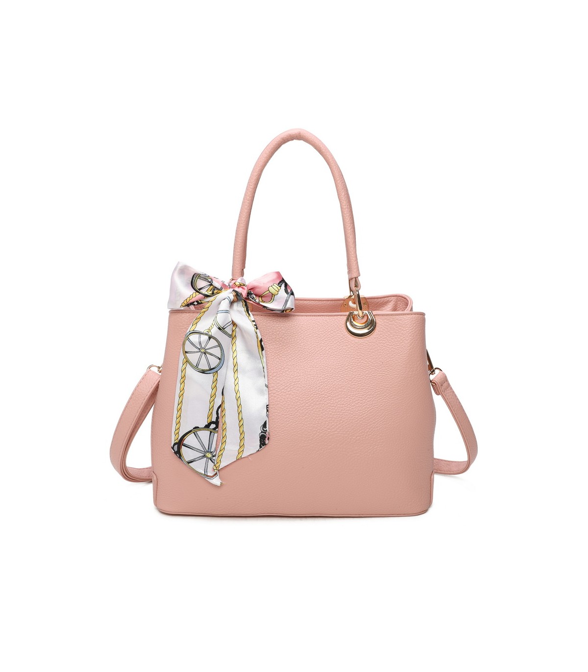 T11862 - Bolso con bandolera y pañuelo de decoración con bolsillo trasero exterior