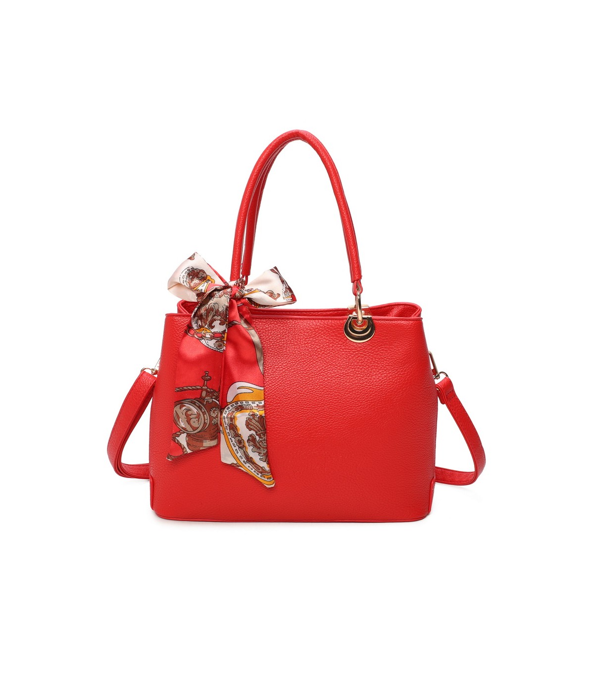 T11862 - Bolso con bandolera y pañuelo de decoración con bolsillo trasero exterior