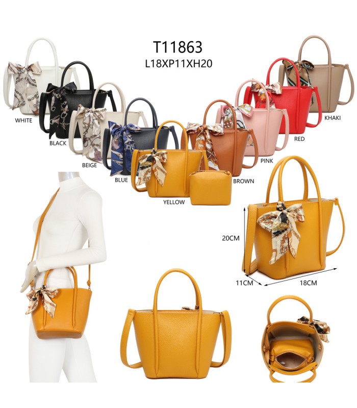 T11863 - Bolso con pañuelo y neceser compartimento amplio con bandolerea