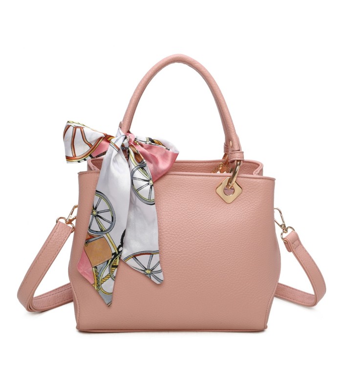 T11868 - Bolso bandolera cuadrado con pañuelo gran espacio interior