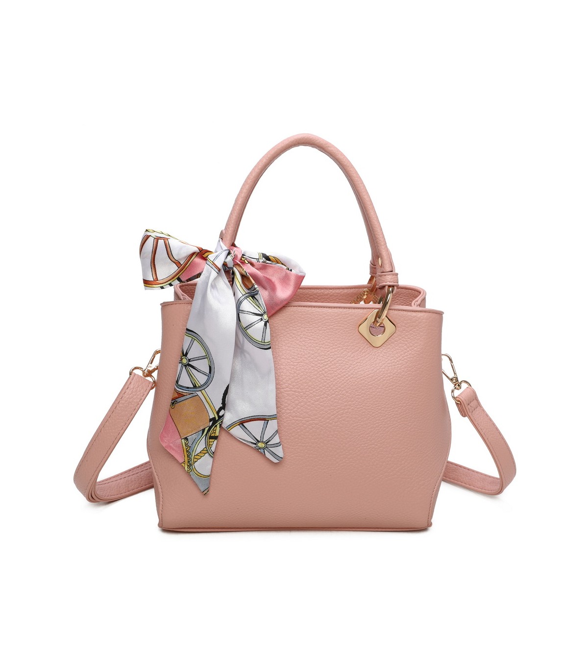 T11868 - Bolso bandolera cuadrado con pañuelo gran espacio interior