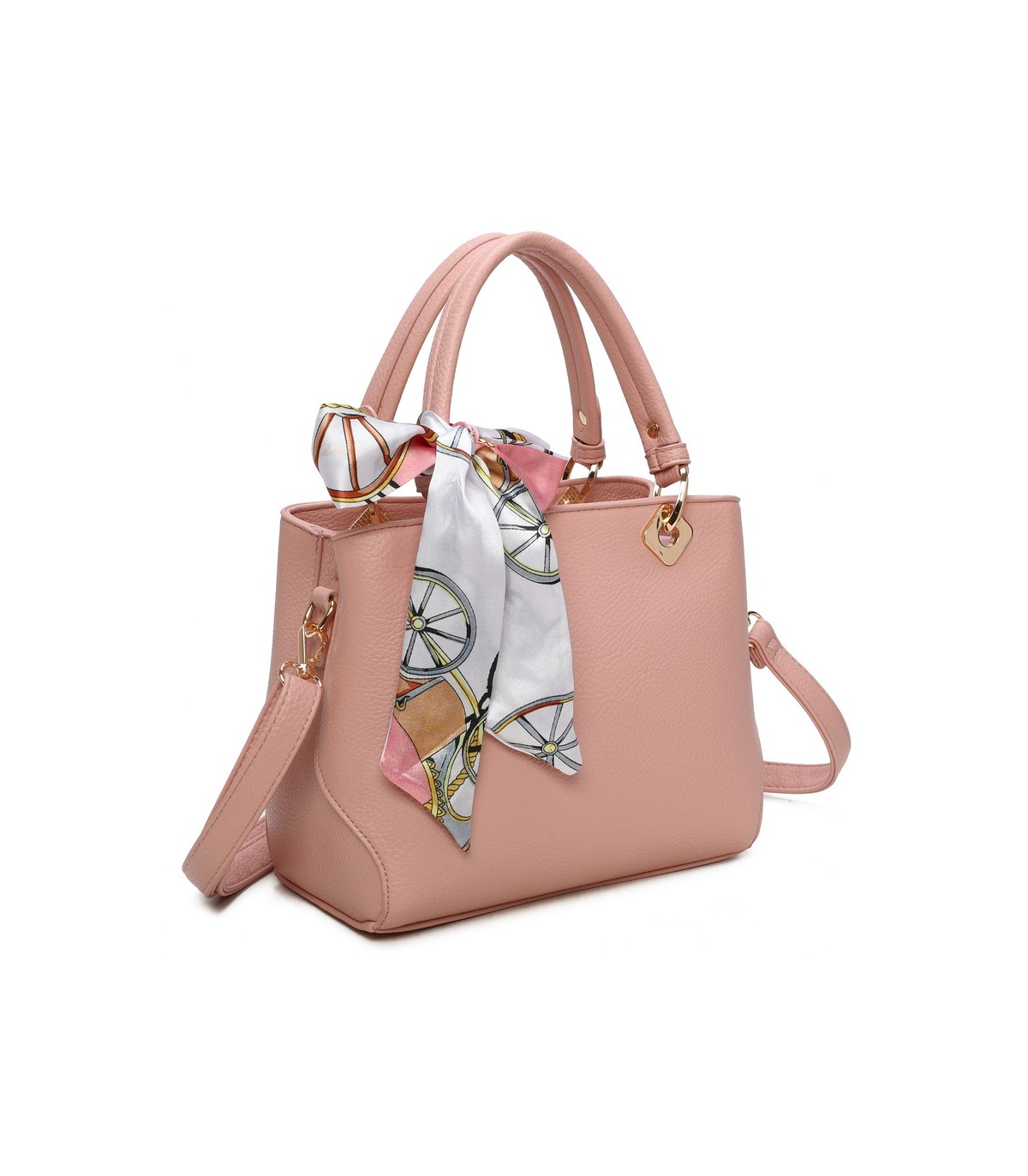 T11868 - Bolso bandolera cuadrado con pañuelo gran espacio interior