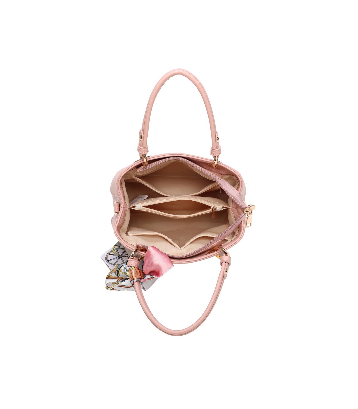 T11868 - Bolso bandolera cuadrado con pañuelo gran espacio interior