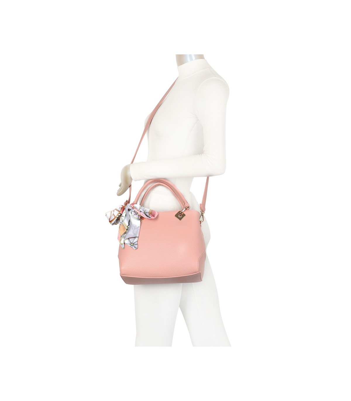 T11868 - Bolso bandolera cuadrado con pañuelo gran espacio interior