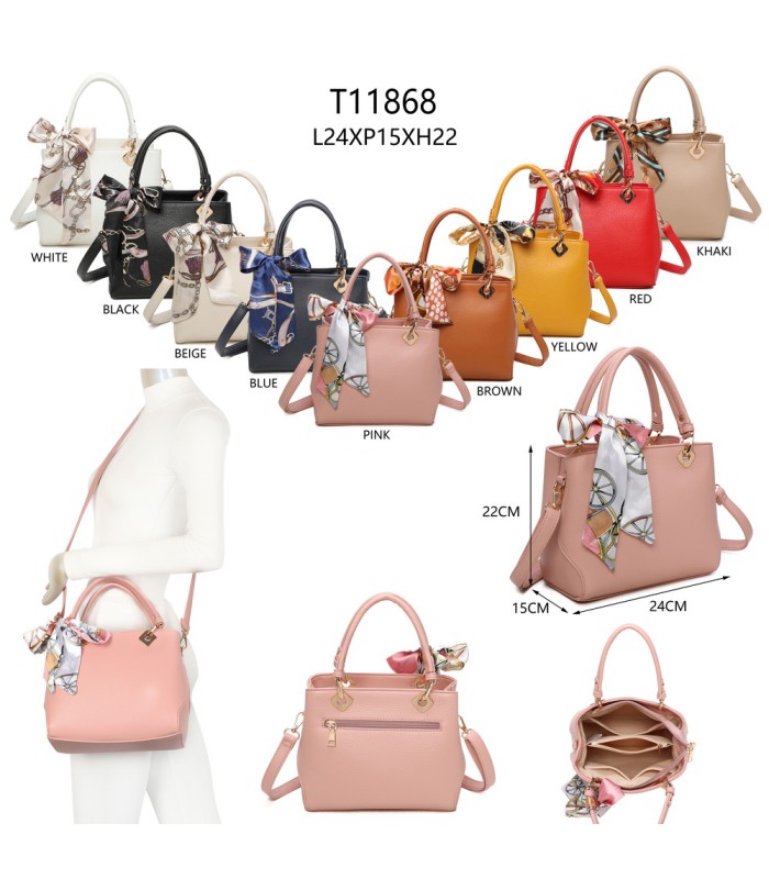 T11868 - Bolso bandolera cuadrado con pañuelo gran espacio interior