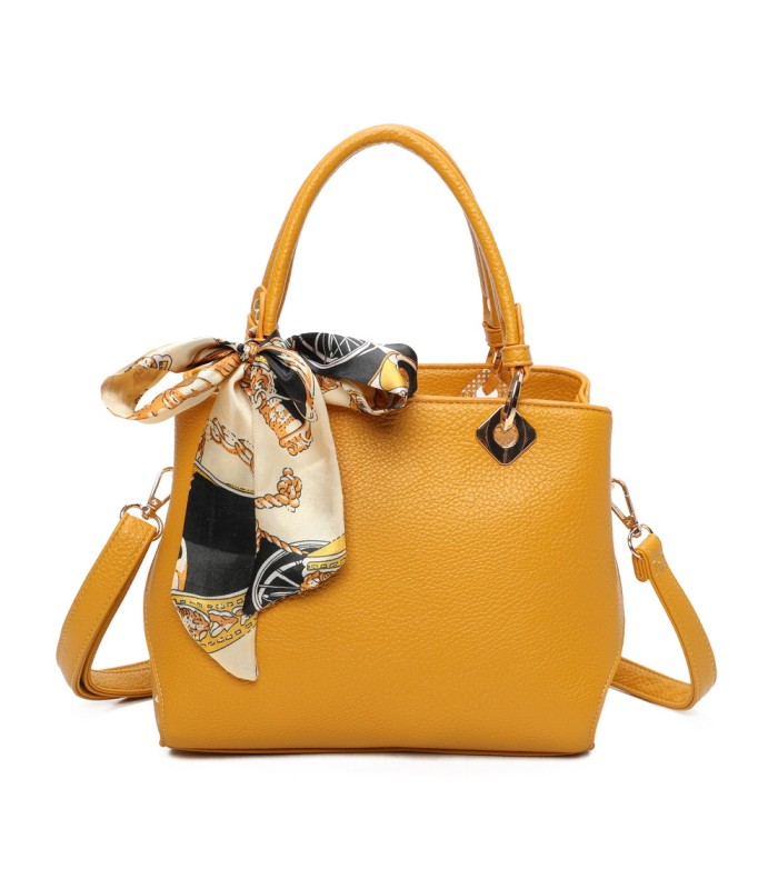 T11868 - Bolso bandolera cuadrado con pañuelo gran espacio interior