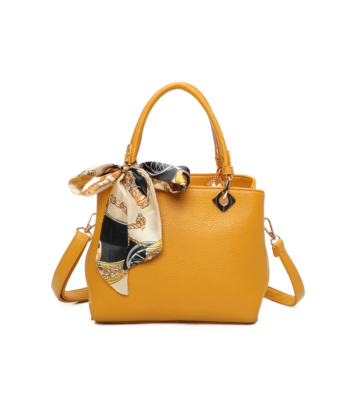 T11868 - Bolso bandolera cuadrado con pañuelo gran espacio interior