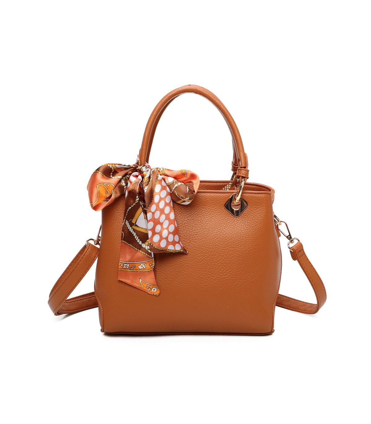 T11868 - Bolso bandolera cuadrado con pañuelo gran espacio interior