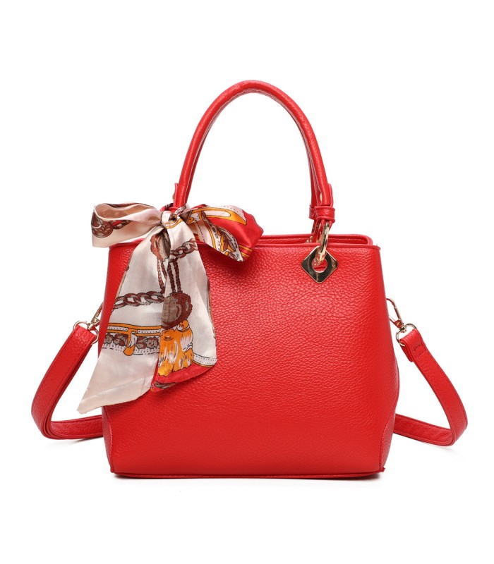 T11868 - Bolso bandolera cuadrado con pañuelo gran espacio interior