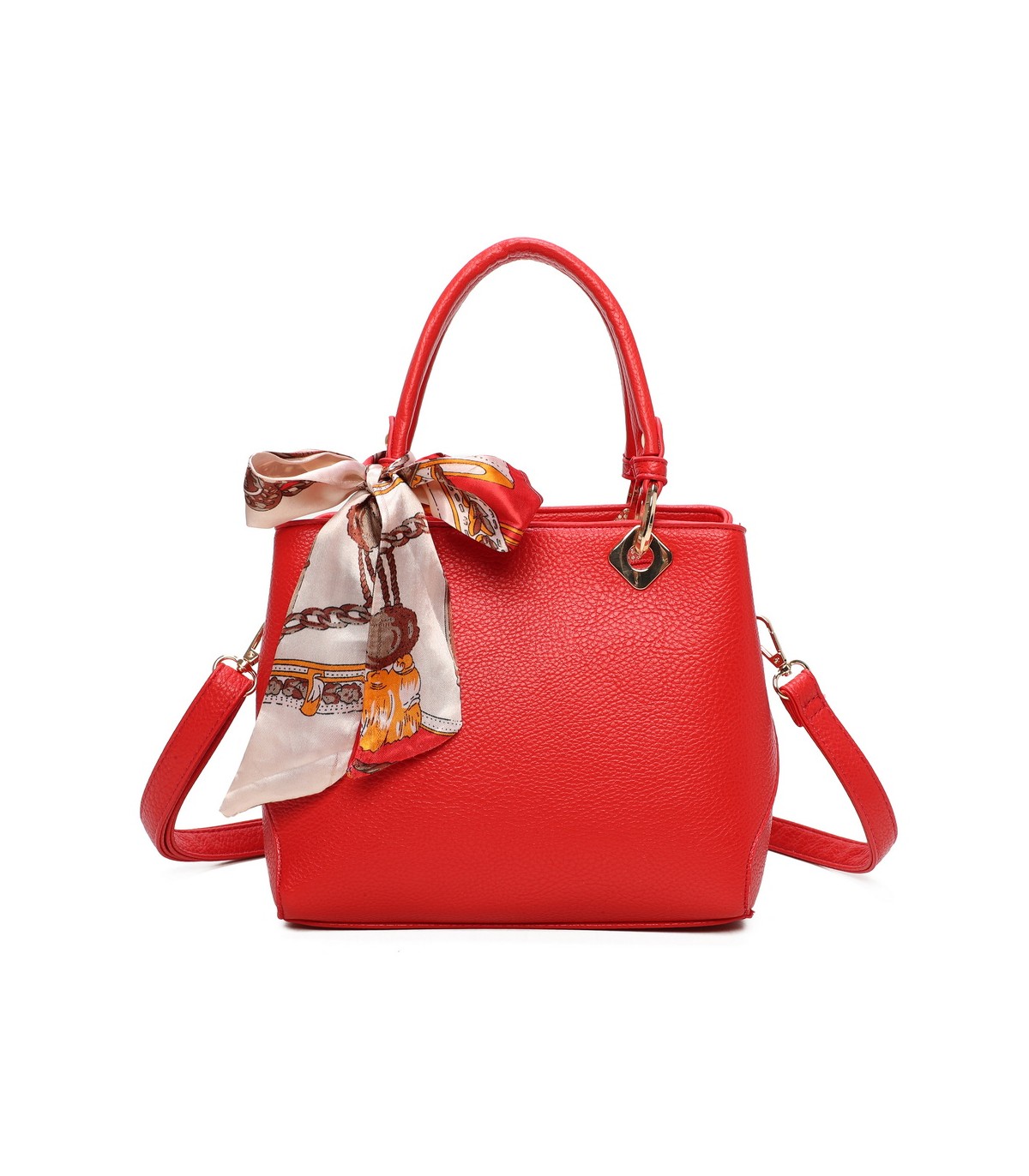 T11868 - Bolso bandolera cuadrado con pañuelo gran espacio interior